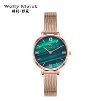 welly merck 威利默克手表女石英表小绿表超薄学生防水个性女士时尚潮流女表WM009L