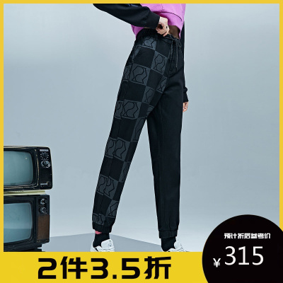 DEBRAND|吴克群潮牌新款印花宽松束脚系绳哈伦裤女式牛仔长裤