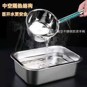 烹巅Poondear 201不锈钢长柄汤舀 φ18cm 加长款