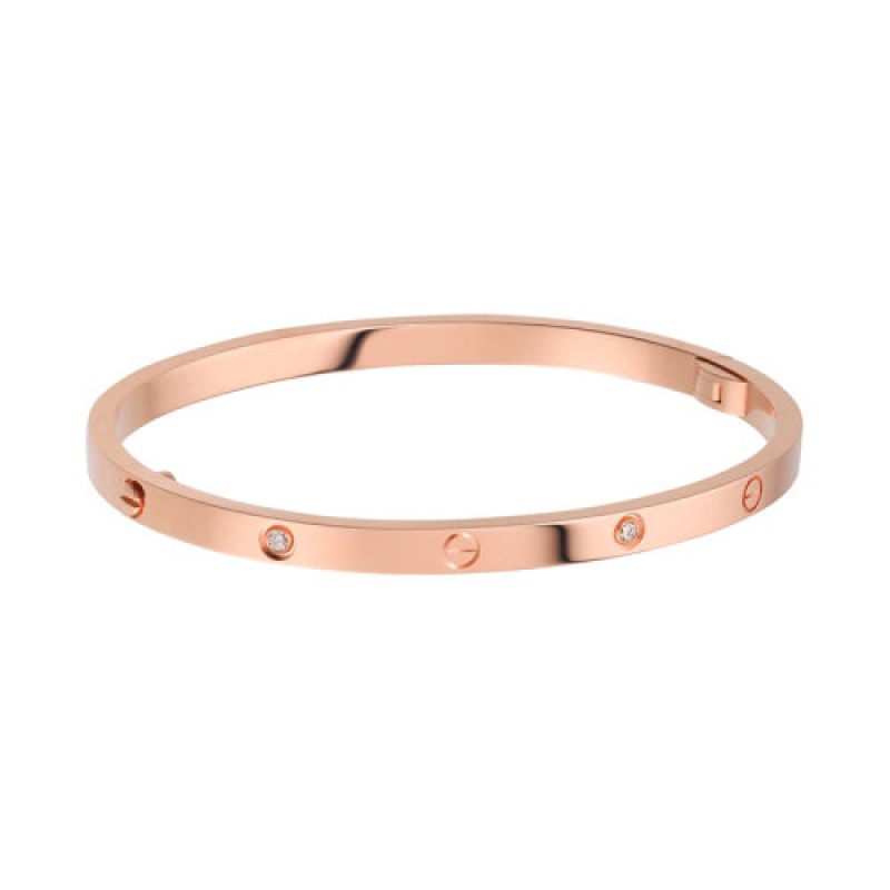 cartier/卡地亚 经典love系列 18k金玫瑰金6钻love手镯 b6047617