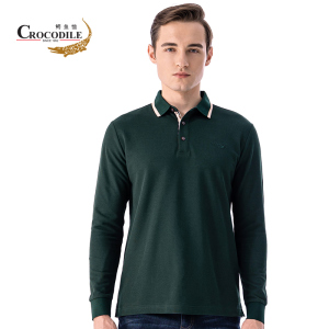 鳄鱼恤CROCODILE 秋季新品 男士商务休闲简约纯色长袖polo衫 顺丰发货 BA-53508