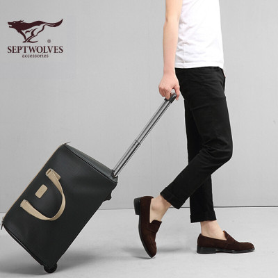 七匹狼旅行包男女通用拉杆箱行李包袋登机箱旅行袋拉杆包短途出差黑色X090066黑色