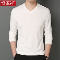 恒源祥桑蚕丝长袖t恤男2024新款春秋季装上衣丅恤男士打底体恤衫