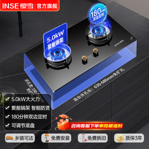 樱雪(INSE)燃气灶双灶 5.0KW煤气灶燃气灶嵌入式台式灶台液化气家用炉具Q2327B液化气