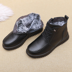 新款真皮加厚绒毛女式棉鞋保暖防滑真皮棉鞋厂家直销一件批发