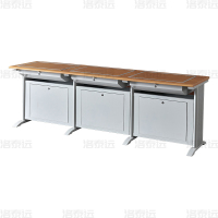 洛泰远 隐藏式翻转电脑桌培训桌多媒体学习桌办公桌A款三人位2300*600*750mm