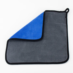 酷博睿 珊瑚绒加厚蓝加灰30*30cm(5条) 洗车毛巾擦窗布吸水擦玻璃毛巾清洁抹布 HZL-123