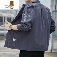 YANXU长袖衬衫男工装风格时尚百搭薄款宽松外穿衬衣青少年百搭休闲寸衣