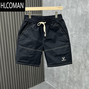 HLCOMAN男士修身休闲潮流网红刺绣宽松五分裤2023夏季新款速干沙滩短裤