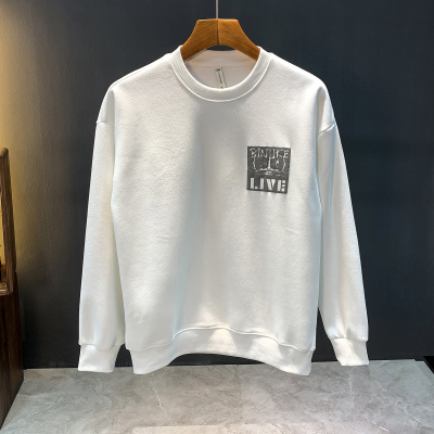 秋冬新款卫衣男痞帅潮流时尚印花修身圆领套头上衣休闲长袖打底衫