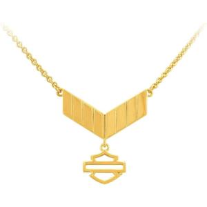 Harley Davidson哈雷大卫森女款立体徽章金镀项链可调节英寸施华洛世奇同厂工艺 initial