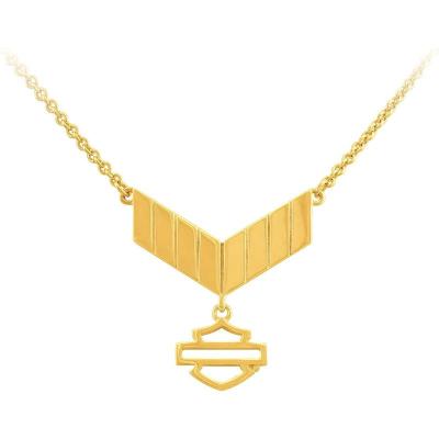 Harley Davidson哈雷大卫森女款立体徽章金镀项链可调节英寸施华洛世奇同厂工艺