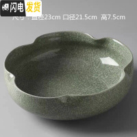 三维工匠一叶莲铜钱花盆水仙花睡莲碗莲无孔陶瓷大水培多肉水养 开片哥窑五瓣花-绿 大花盆容器