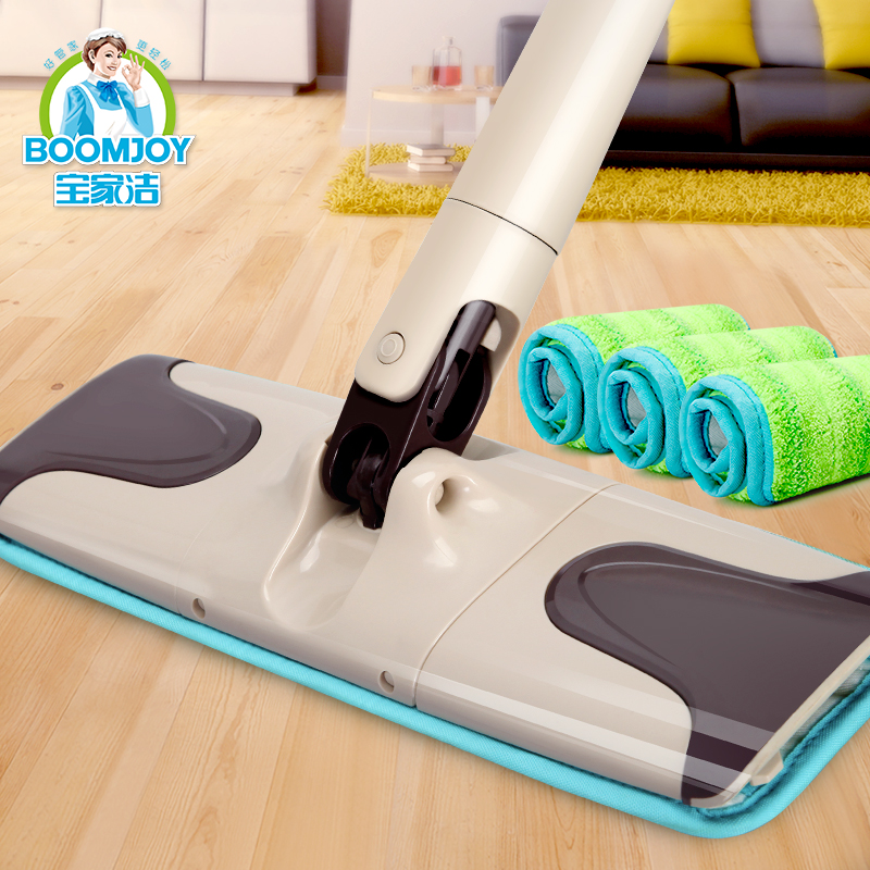 宝家洁平板拖把免手洗旋转家用瓷砖地懒人木地板擦地拖布干湿两用拖把