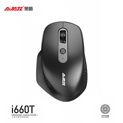 黑爵（AJAZZ）I660T无线蓝牙鼠标办公鼠标充电鼠标2.4GType-c接收器三模鼠标黑色