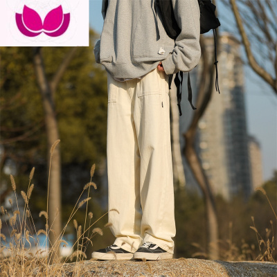 七斓@ 黑色直筒休闲裤男潮牌复古宽松垂坠感廓形长裤