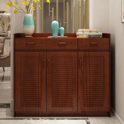 实木色鞋柜家用厅柜简约现代中式玄关柜多层多功能大容量储物柜