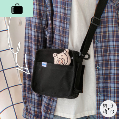 ins日系原宿古着感少女斜挎包韩版ulzzang文艺复古软妹学生帆布包NEW LAKE