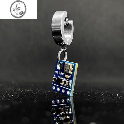 JiMi原创设计电路耳环赛博朋克耳饰品小众设计感男女个性钛钢耳夹潮牌