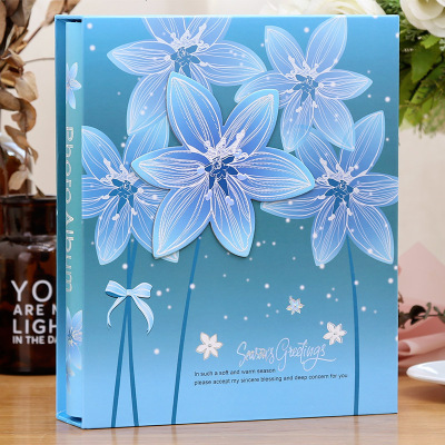 相册影集6寸相册本纪念册插页式4D大6寸200张盒装家庭宝宝大容量蓝百合