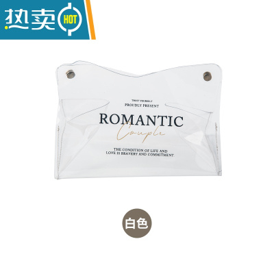 敬平车载纸巾盒网红透明抽纸盒ins风轻奢客厅纸抽盒创意汽车内纸巾袋 白色