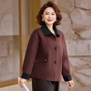 A版中老年妈妈装春装外套女洋气中年短款呢子大衣40-60岁春秋服装