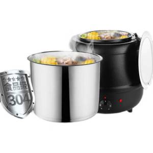 不锈钢暖汤煲商用10L13L自助餐保桶暖粥锅暖汤炉汤锅电加热13 13升鼓型黑汤煲小口盖升级304
