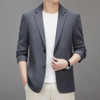 针织弹力便西春秋中厚男式休闲西服韩版修身小西装男外套