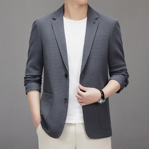 针织弹力便西春秋中厚男式休闲西服韩版修身小西装男外套