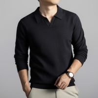 老钱风海鸥领毛衣男秋季新款商务通勤休闲宽松打底男士针织衫