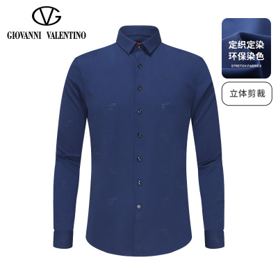 GIOVANNIVALENTINO卓凡尼华伦天奴男士长袖衬衫2021新款休闲衬衣