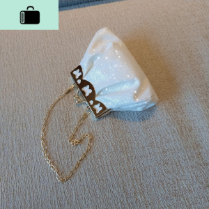 新款蝴蝶皱褶复古手提包手拿包斜跨小包女链条ins手工汉服包NEW LAKE 小蝴蝶 小蝴蝶