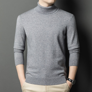 高领羊毛衫男冬季新款纯色净版加厚保暖套头休闲打底男士毛衣