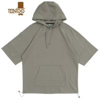 YANXU潮牌情侣短袖卫衣帽衫男士秋装上衣宽松美式休闲连帽T恤