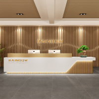 质凡中式现代公司前台接待台酒店会所培训机构吧台桌收银台 4100*600*1000mm