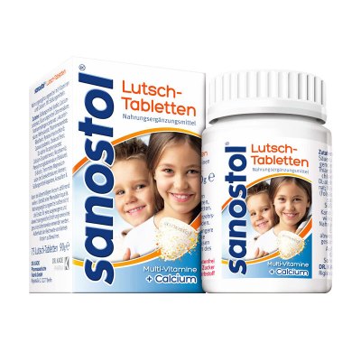 德国进口Sanostol儿童补钙片多种维生素钙咀嚼片复合维生素D钙片4岁以上成人适用多种维生素和钙75粒