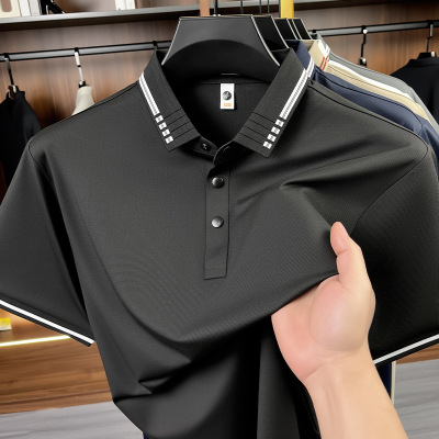 工厂锦氨无痕四合扣polo衫男2026夏季冰丝凉感透气男士T恤_678