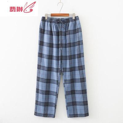男士加厚睡裤绒布磨毛宽松大码格子长裤休闲保暖家居裤费琳
