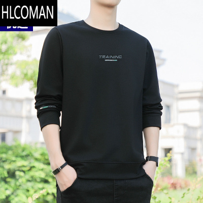HLCOMAN海蓝优选卫衣男2024新款圆领大码套头款加绒长袖t恤
