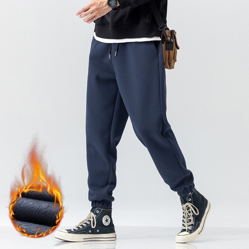 加绒加厚卫裤男士秋冬款潮流新款束脚百搭运动重磅休闲长裤子