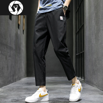 HongZun秋季薄款男士韩版运动休闲长裤子潮流宽松直筒九分裤潮牌工装新款工装制服