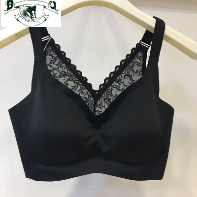 HLCOMAN古妃美背文胸内衣女无钢圈聚拢上托无痕蕾丝薄款胸罩学生睡眠抹胸抹胸