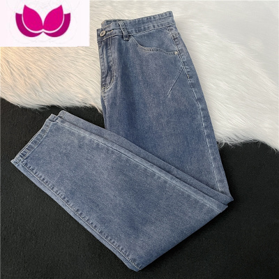 七斓2022牛仔裤男士夏季薄款宽松直筒潮牌复古弹力九分浅色休闲长裤子