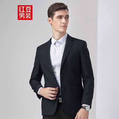 HODO红豆男装男士西服外套春季商务休闲平驳领舒适爽滑西服外套男