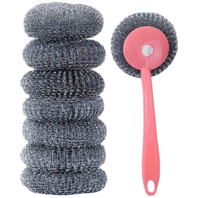 锅刷8件套厨房家用长柄锅刷+7个替换头刷洗锅刷钢丝球刷锅刷子长柄清洁刷