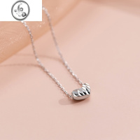 JiMi925银银爱心项链女小众设计感高级2023新款桃心形吊坠轻奢锁骨链