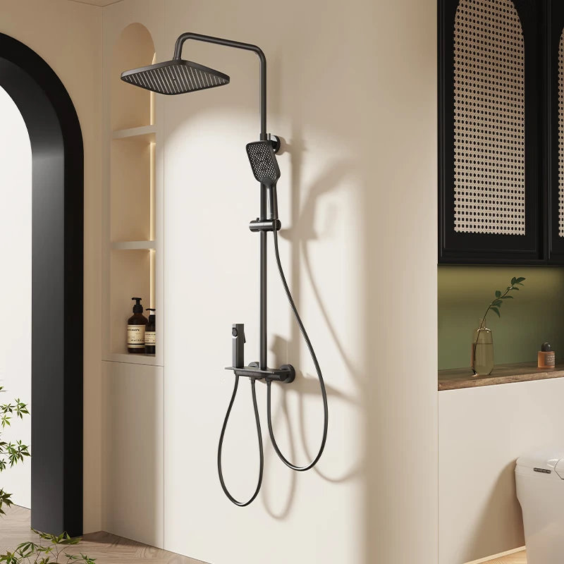 惠达(HUIDA)- TF595 卫浴淋浴花洒钢琴按键套装家用卫浴沐浴器浴室大置物架带顶喷增压