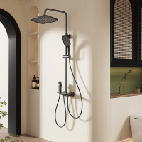 惠达(HUIDA)- TF595 卫浴淋浴花洒钢琴按键套装家用卫浴沐浴器浴室大置物架带顶喷增压