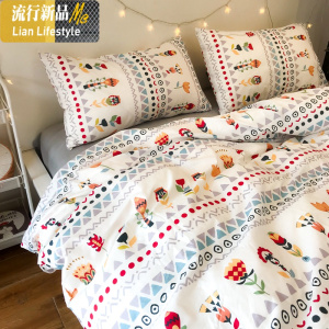 BOHEMIA 波西米亚风棉四件套复古花卉民族风双人被套简约床品 三维工匠