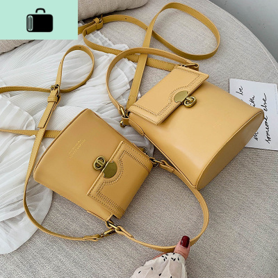 上新简约水桶包春夏包包女包新款2020森系质感百搭ins斜挎包小包NEW LAKE女斜挎包